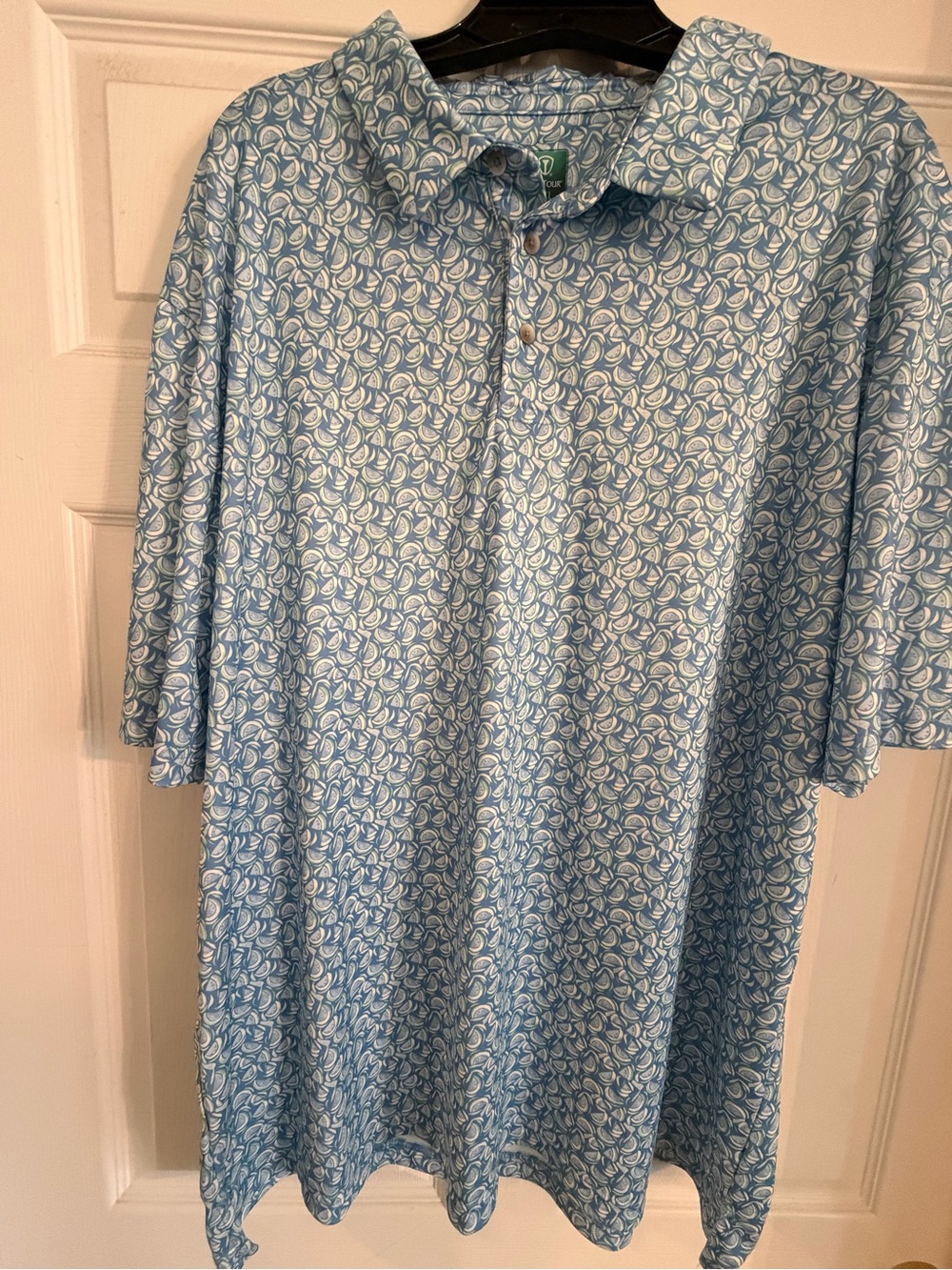 Pro Tour Coolplay Men’s XXL Blue White Abstract Print Golf Polo Performance 2XL